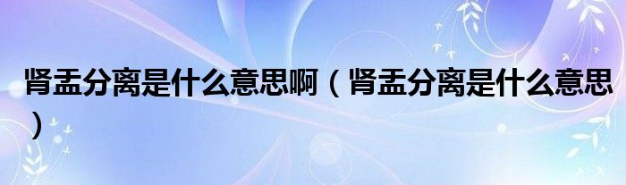 腎盂分離是什么意思?。I盂分離是什么意思）