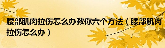 腰部肌肉拉傷怎么辦教你六個(gè)方法（腰部肌肉拉傷怎么辦）