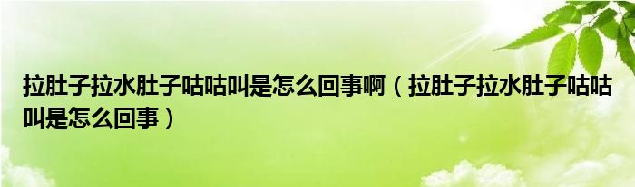 拉肚子拉水肚子咕咕叫是怎么回事?。ɡ亲永亲庸竟窘惺窃趺椿厥拢? /></span>
		<span id=