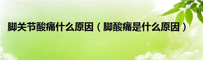 腳關節(jié)酸痛什么原因（腳酸痛是什么原因）