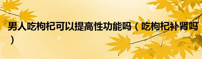 男人吃枸杞可以提高性功能嗎（吃枸杞補腎嗎）