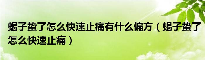 蝎子蟄了怎么快速止痛有什么偏方（蝎子蟄了怎么快速止痛）