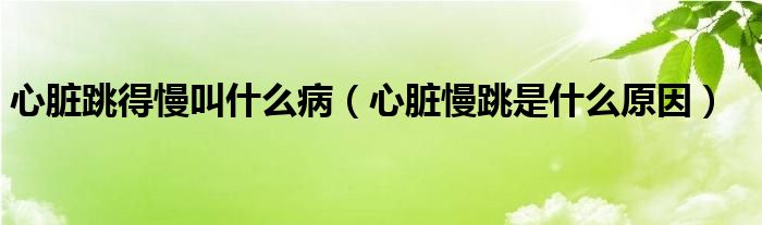 心臟跳得慢叫什么?。ㄐ呐K慢跳是什么原因）