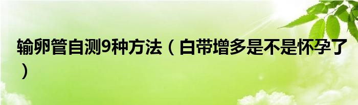 輸卵管自測9種方法（白帶增多是不是懷孕了）