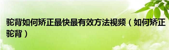 駝背如何矯正最快最有效方法視頻（如何矯正駝背）