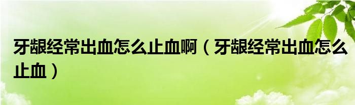 牙齦經(jīng)常出血怎么止血?。ㄑ例l經(jīng)常出血怎么止血）