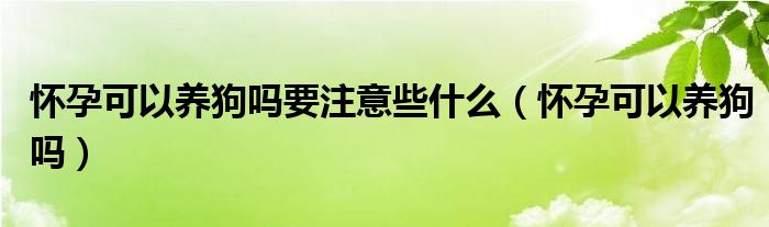 懷孕可以養(yǎng)狗嗎要注意些什么（懷孕可以養(yǎng)狗嗎）