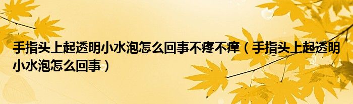 手指頭上起透明小水泡怎么回事不疼不癢（手指頭上起透明小水泡怎么回事）