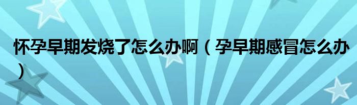 懷孕早期發(fā)燒了怎么辦?。ㄔ性缙诟忻霸趺崔k）