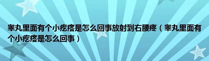 睪丸里面有個小疙瘩是怎么回事放射到右腰疼（睪丸里面有個小疙瘩是怎么回事）