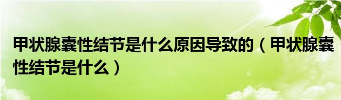 甲狀腺囊性結節(jié)是什么原因導致的（甲狀腺囊性結節(jié)是什么）