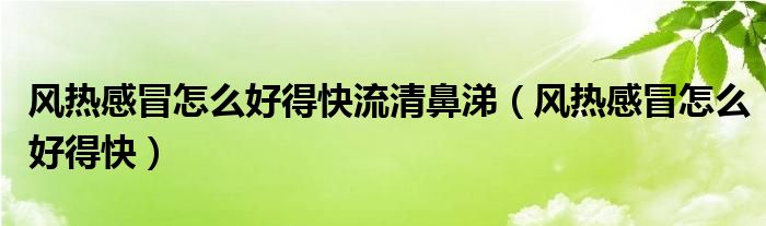 風熱感冒怎么好得快流清鼻涕（風熱感冒怎么好得快）