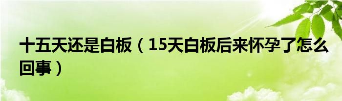 十五天還是白板（15天白板后來懷孕了怎么回事）