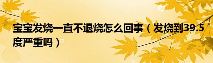 寶寶發(fā)燒一直不退燒怎么回事（發(fā)燒到39.5度嚴(yán)重嗎）