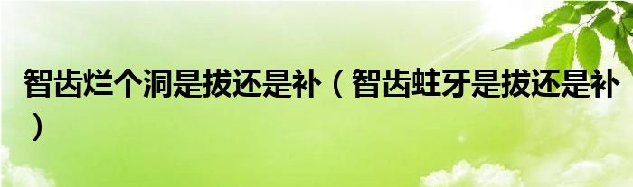 智齒爛個(gè)洞是拔還是補(bǔ)（智齒蛀牙是拔還是補(bǔ)）