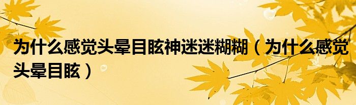 為什么感覺頭暈目眩神迷迷糊糊（為什么感覺頭暈目眩）