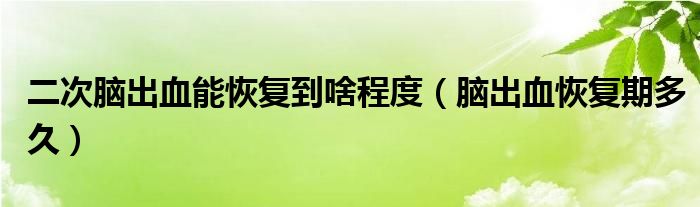 二次腦出血能恢復(fù)到啥程度（腦出血恢復(fù)期多久）