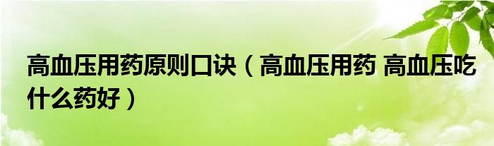 高血壓用藥原則口訣（高血壓用藥 高血壓吃什么藥好）