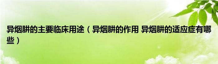 異煙肼的主要臨床用途（異煙肼的作用 異煙肼的適應癥有哪些）