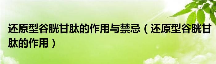 還原型谷胱甘肽的作用與禁忌（還原型谷胱甘肽的作用）