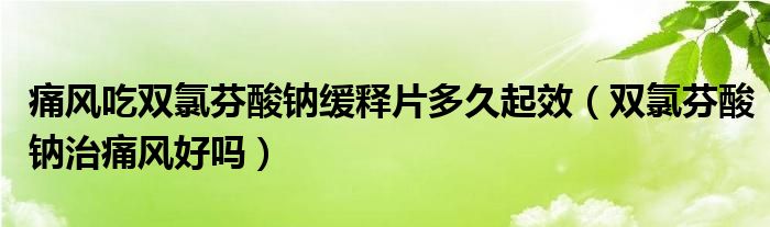 痛風(fēng)吃雙氯芬酸鈉緩釋片多久起效（雙氯芬酸鈉治痛風(fēng)好嗎）