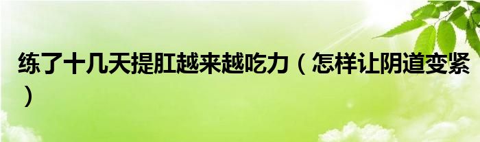 練了十幾天提肛越來越吃力（怎樣讓陰道變緊）