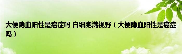 大便隱血陽性是癌癥嗎 白細胞滿視野（大便隱血陽性是癌癥嗎）