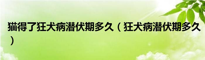 貓得了狂犬病潛伏期多久（狂犬病潛伏期多久）