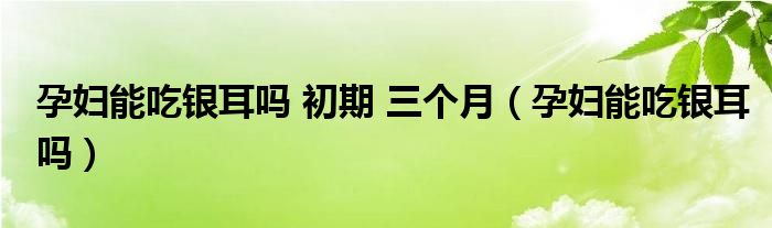 孕婦能吃銀耳嗎 初期 三個(gè)月（孕婦能吃銀耳嗎）