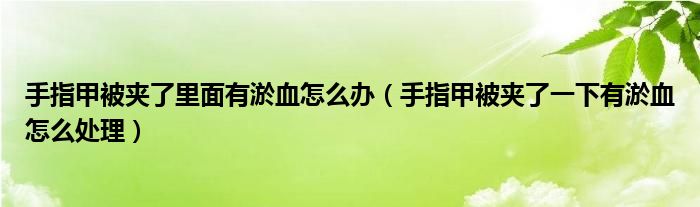 手指甲被夾了里面有淤血怎么辦（手指甲被夾了一下有淤血怎么處理）