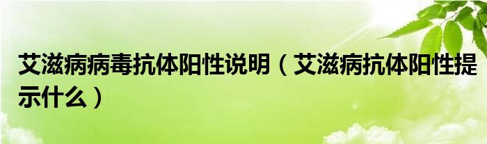 艾滋病病毒抗體陽性說明（艾滋病抗體陽性提示什么）