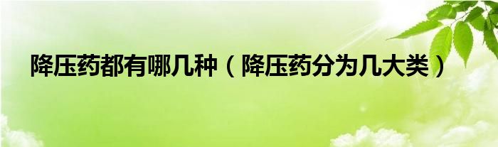 降壓藥都有哪幾種（降壓藥分為幾大類）