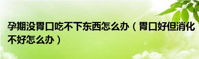 孕期沒(méi)胃口吃不下東西怎么辦（胃口好但消化不好怎么辦）