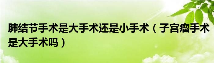 肺結(jié)節(jié)手術(shù)是大手術(shù)還是小手術(shù)（子宮瘤手術(shù)是大手術(shù)嗎）