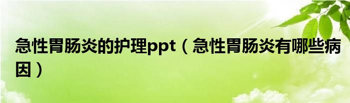 急性胃腸炎的護(hù)理ppt（急性胃腸炎有哪些病因）