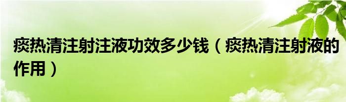 痰熱清注射注液功效多少錢（痰熱清注射液的作用）