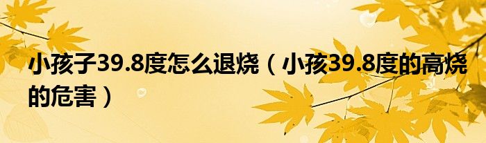 小孩子39.8度怎么退燒（小孩39.8度的高燒的危害）