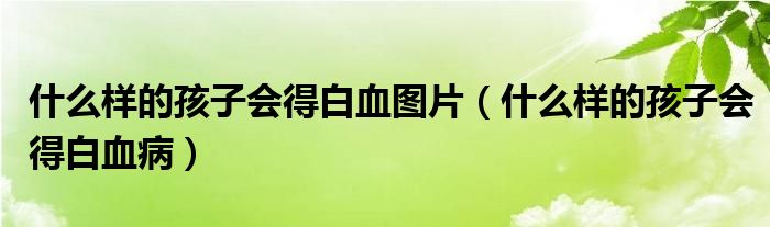 什么樣的孩子會(huì)得白血圖片（什么樣的孩子會(huì)得白血病）