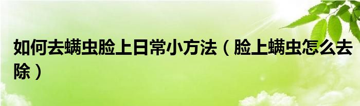 如何去螨蟲(chóng)臉上日常小方法（臉上螨蟲(chóng)怎么去除）