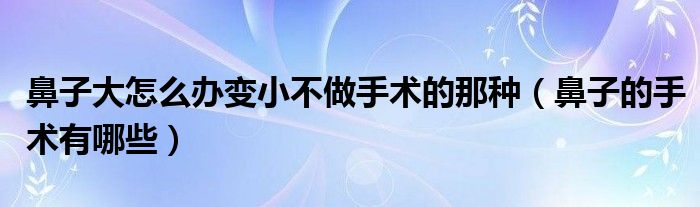 鼻子大怎么辦變小不做手術的那種（鼻子的手術有哪些）