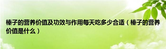 榛子的營養(yǎng)價(jià)值及功效與作用每天吃多少合適（榛子的營養(yǎng)價(jià)值是什么）