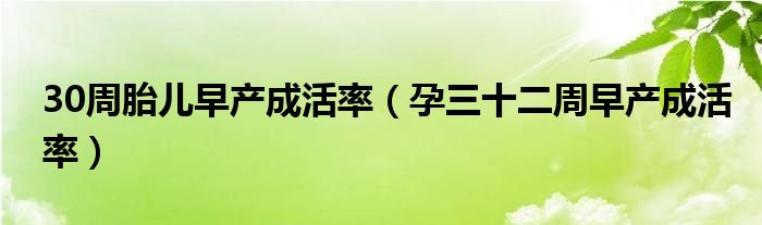 30周胎兒早產(chǎn)成活率（孕三十二周早產(chǎn)成活率）