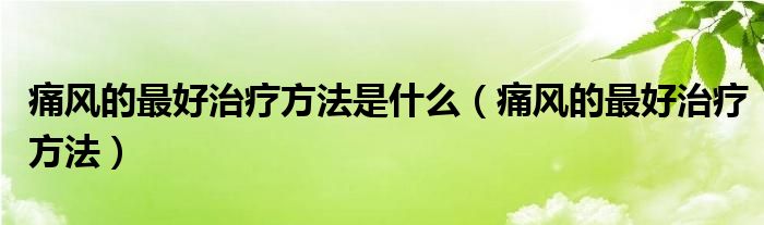 痛風的最好治療方法是什么（痛風的最好治療方法）