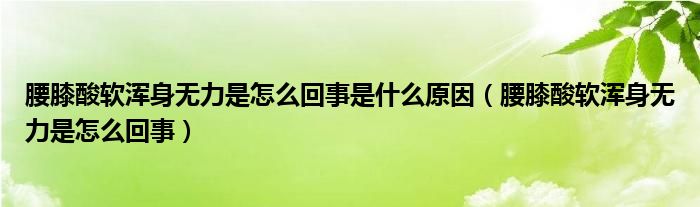 腰膝酸軟渾身無力是怎么回事是什么原因（腰膝酸軟渾身無力是怎么回事）