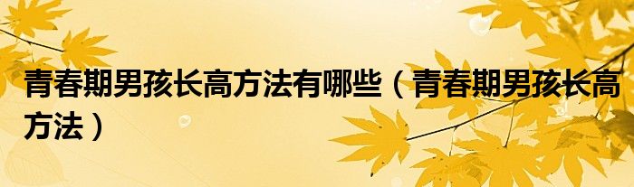 青春期男孩長(zhǎng)高方法有哪些（青春期男孩長(zhǎng)高方法）