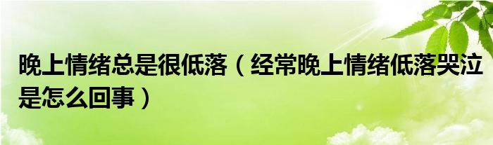 晚上情緒總是很低落（經常晚上情緒低落哭泣是怎么回事）