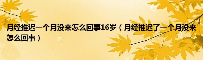 月經(jīng)推遲一個月沒來怎么回事16歲（月經(jīng)推遲了一個月沒來怎么回事）