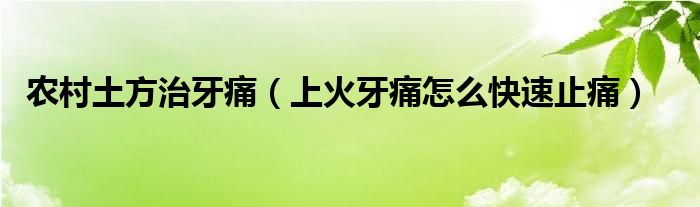 農(nóng)村土方治牙痛（上火牙痛怎么快速止痛）