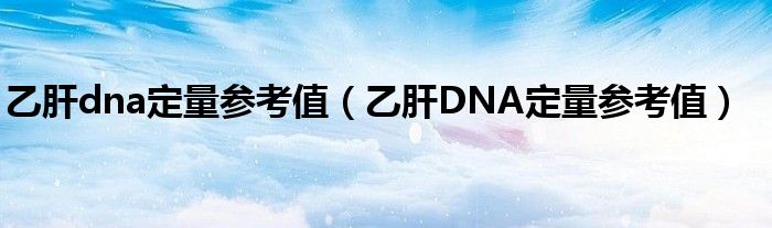 乙肝dna定量參考值（乙肝DNA定量參考值）