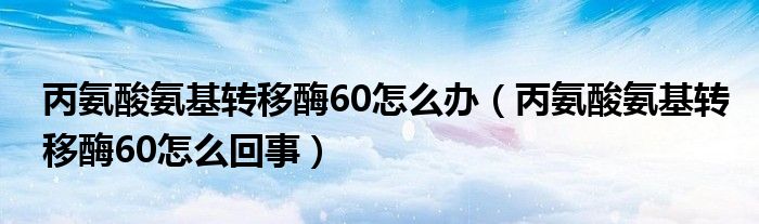 丙氨酸氨基轉(zhuǎn)移酶60怎么辦（丙氨酸氨基轉(zhuǎn)移酶60怎么回事）